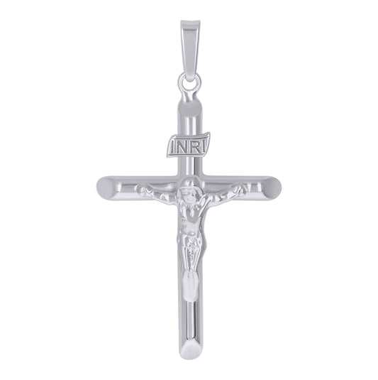 Sterling Silver Unisex Religious Inri Crucifix Charm Pendant