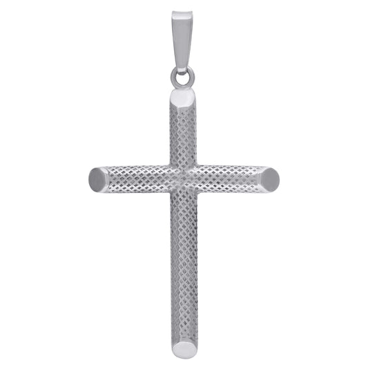 Sterling Silver Unisex Hollow Tube Cross Religious Charm Pendant