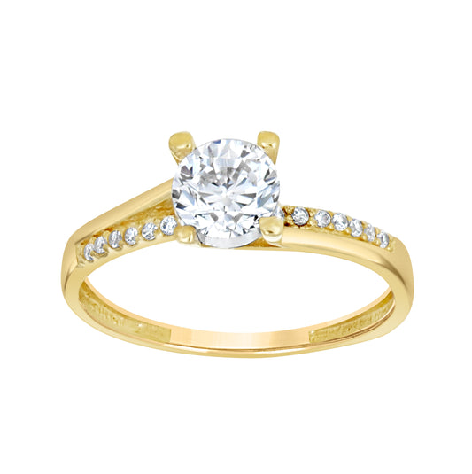 10K Two-tone Gold Womens Cubic-Zirconia Fashion Ring