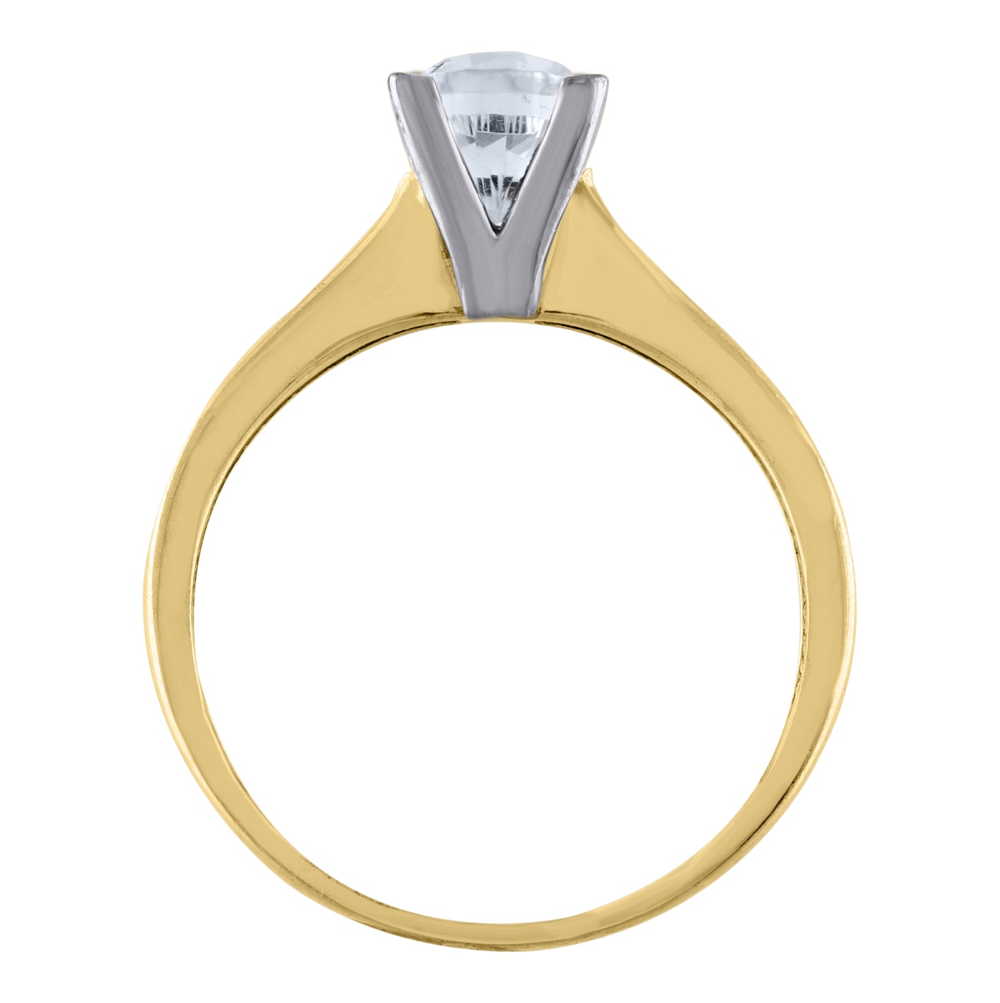14K Two-Tone Womens Cubic Zirconia Polished Engagement Promise Ring Band