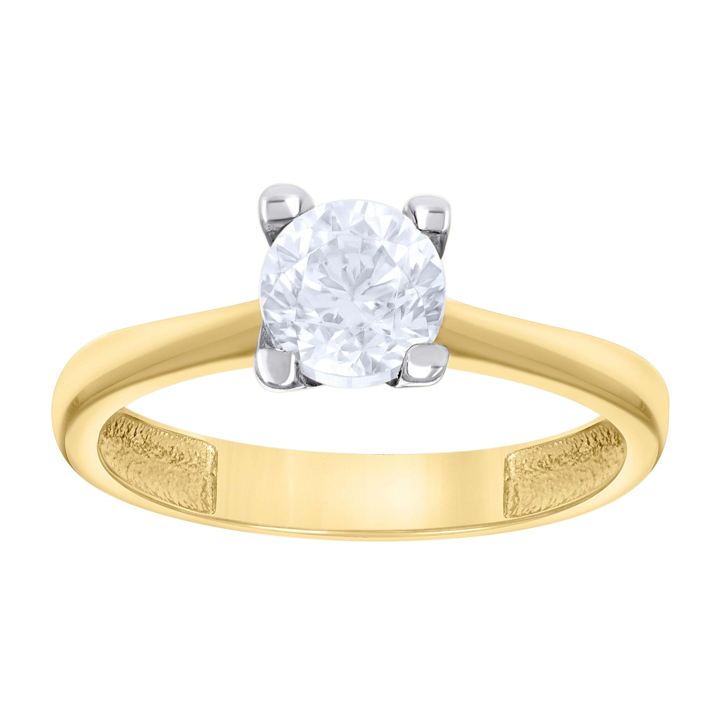 14K Two-Tone Womens Cubic Zirconia Polished Engagement Promise Ring Band