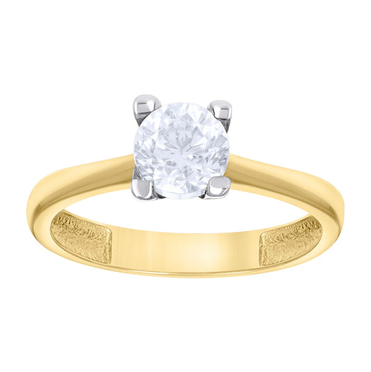 14K Two-Tone Womens Cubic Zirconia Polished Engagement Promise Ring Band