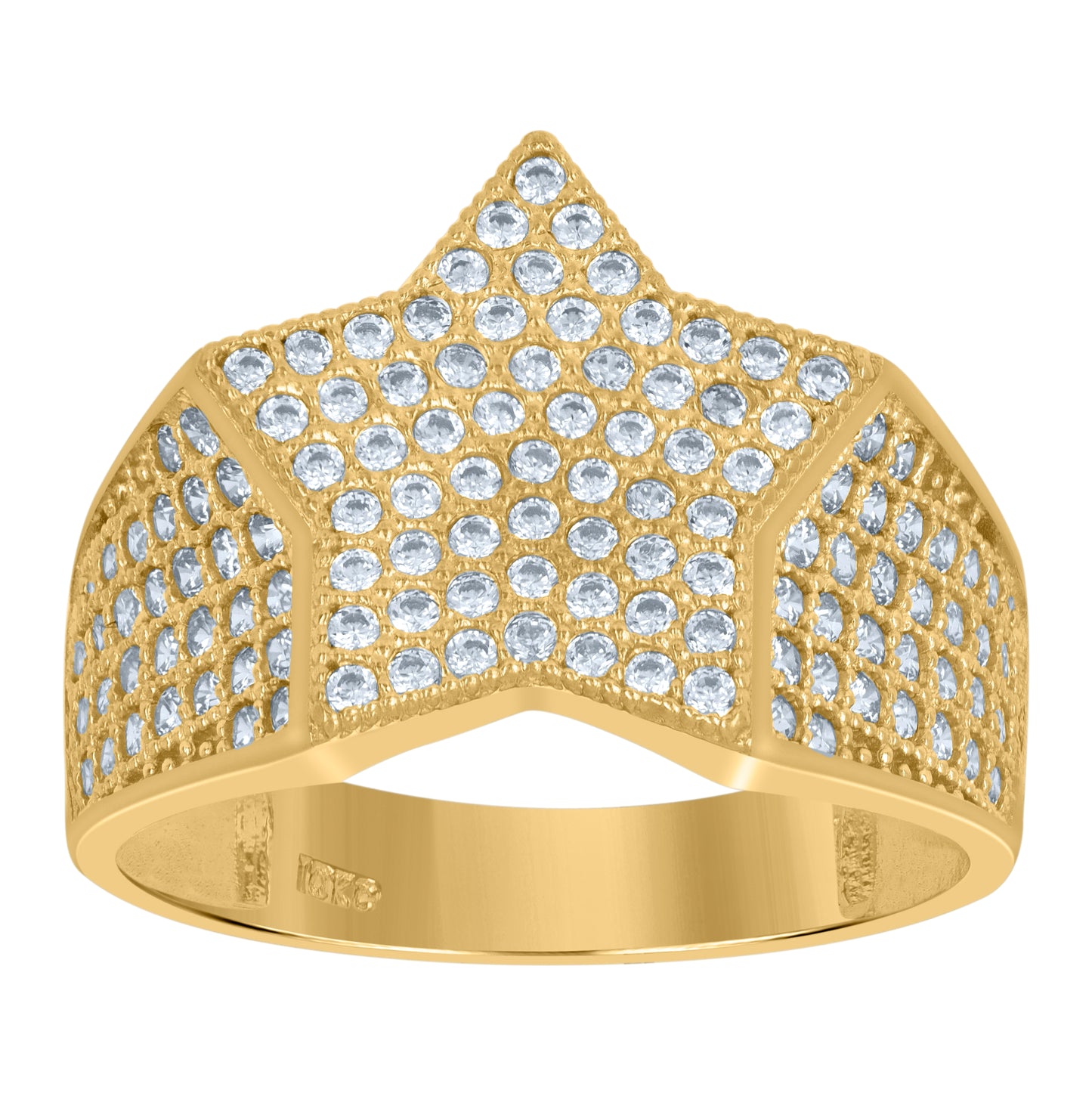 10K Two-Tone Gold Cubic-Zirconia Mens Star Shape Pinky Ring Band