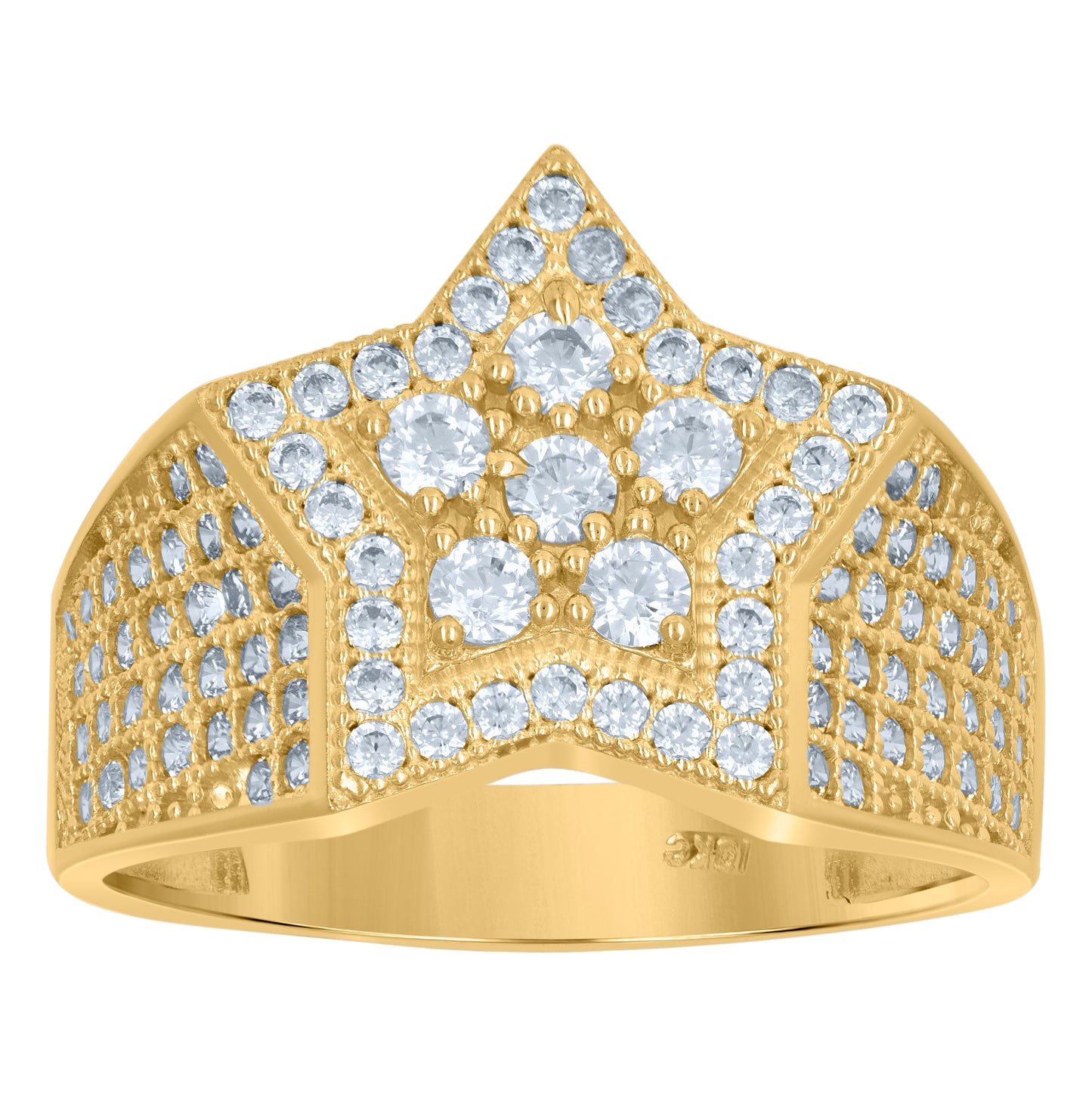 10K Two-Tone Gold Cubic-Zirconia Mens Star Shape Pinky Ring Band