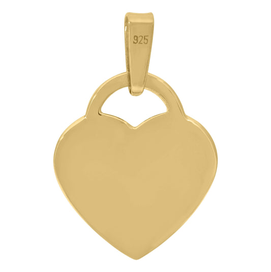 Sterling Silver Yellow-Tone Womens Heart Disc Charm Pendant