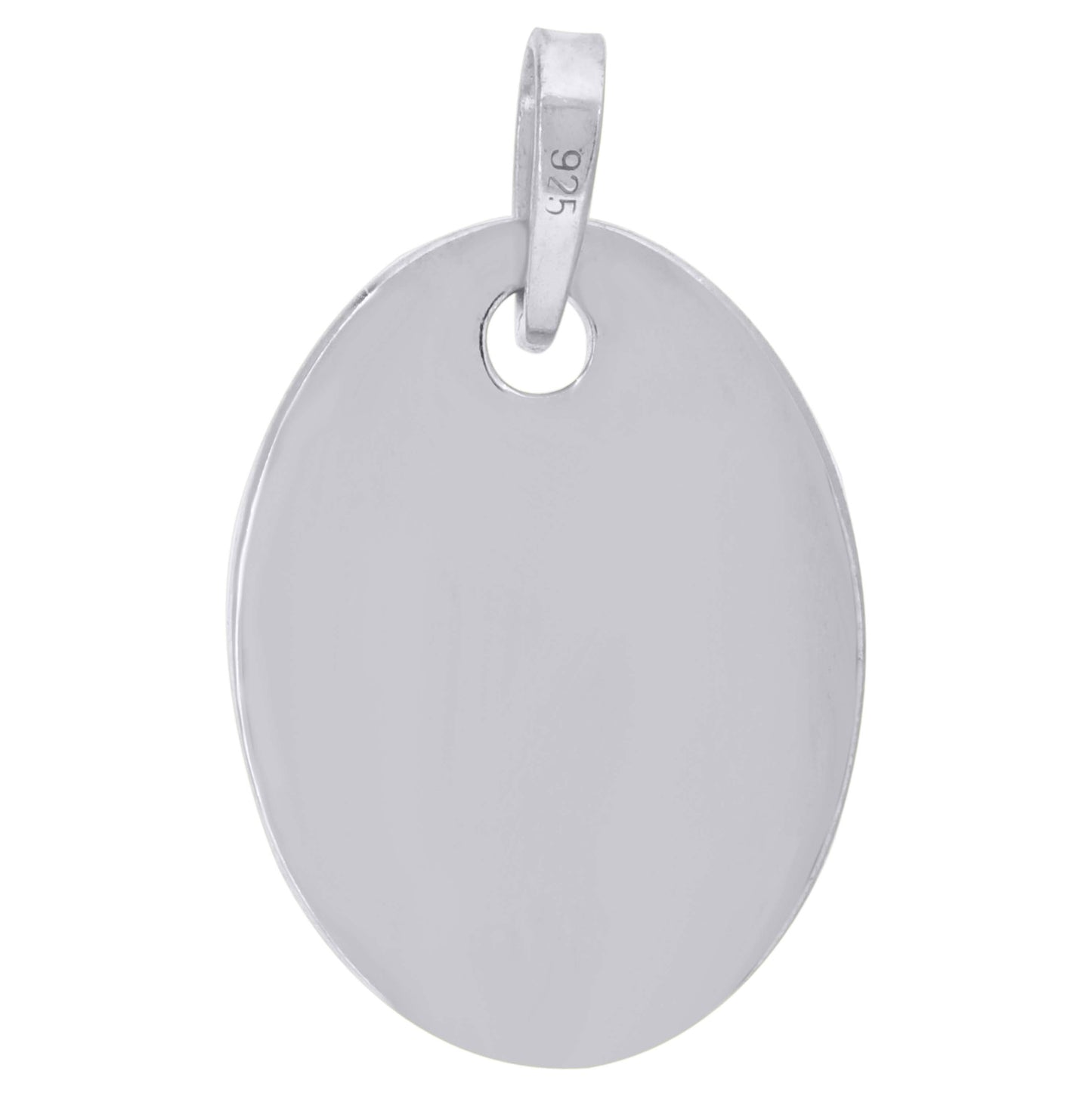 Sterling Silver Mens Fashion Oval Disc Charm Pendant