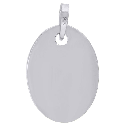 Sterling Silver Mens Fashion Oval Disc Charm Pendant