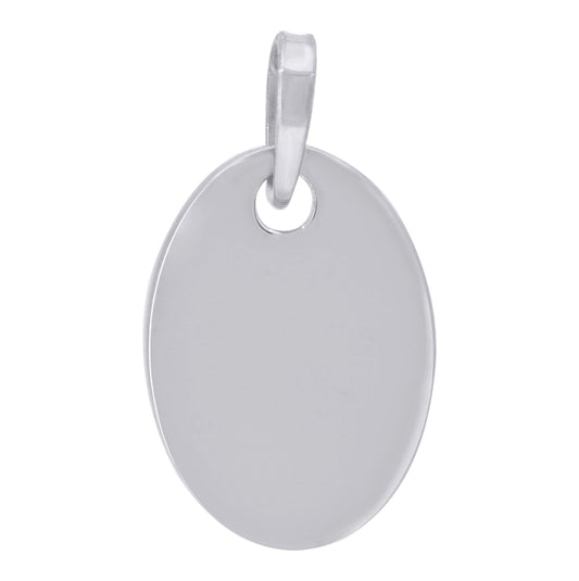 Sterling Silver Mens Fashion Oval Disc Charm Pendant
