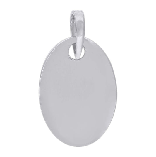 Sterling Silver Mens Fashion Oval Disc Charm Pendant