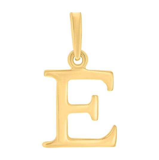 Sterling Silver Yellow-Tone Unisex Plain Initial Alphabet E Charm Pendant