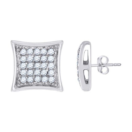 Sterling Silver Unisex Cubic Zirconia Kite Stud Earrings
