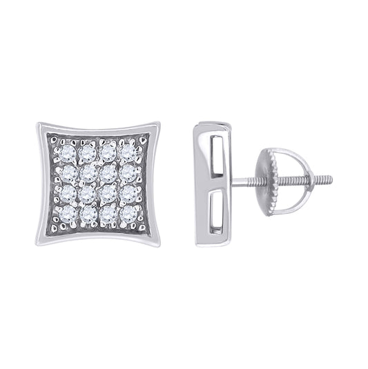 Sterling Silver Unisex Cubic Zirconia Kite Stud Earrings