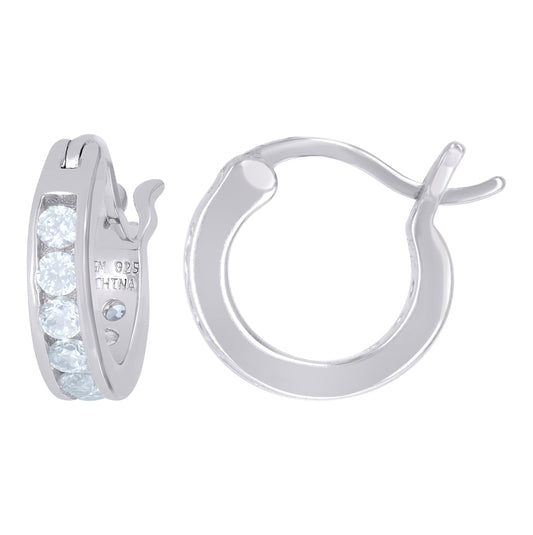 Sterling Silver Or Yellow-Tone Womens Round Cubic Zirconia Hoop Fashion Earrings 