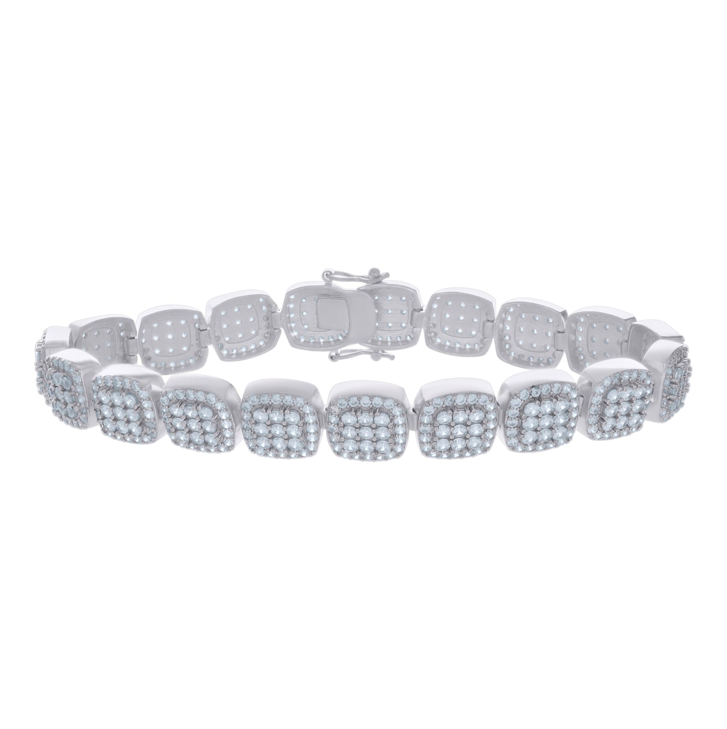 Sterling Silver Womens Micropave Cubic Zirconia Link Bracelet