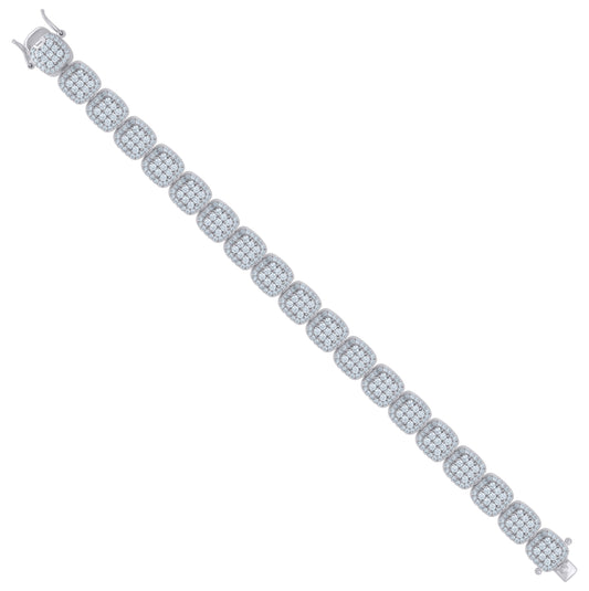 Sterling Silver Womens Micropave Cubic Zirconia Link Bracelet