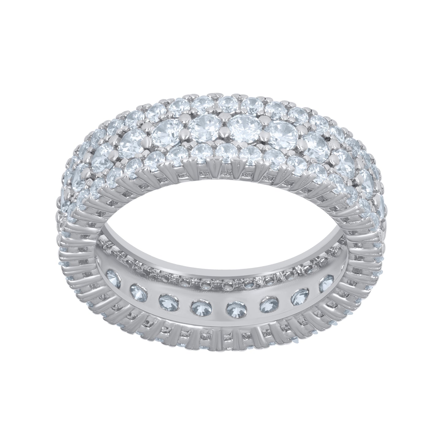 Sterling Silver Womens Cubic-Zirconia Fashion Bridal Anniversary Wedding Engagement Band Ring