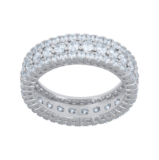 Sterling Silver Womens Cubic-Zirconia Fashion Bridal Anniversary Wedding Engagement Band Ring
