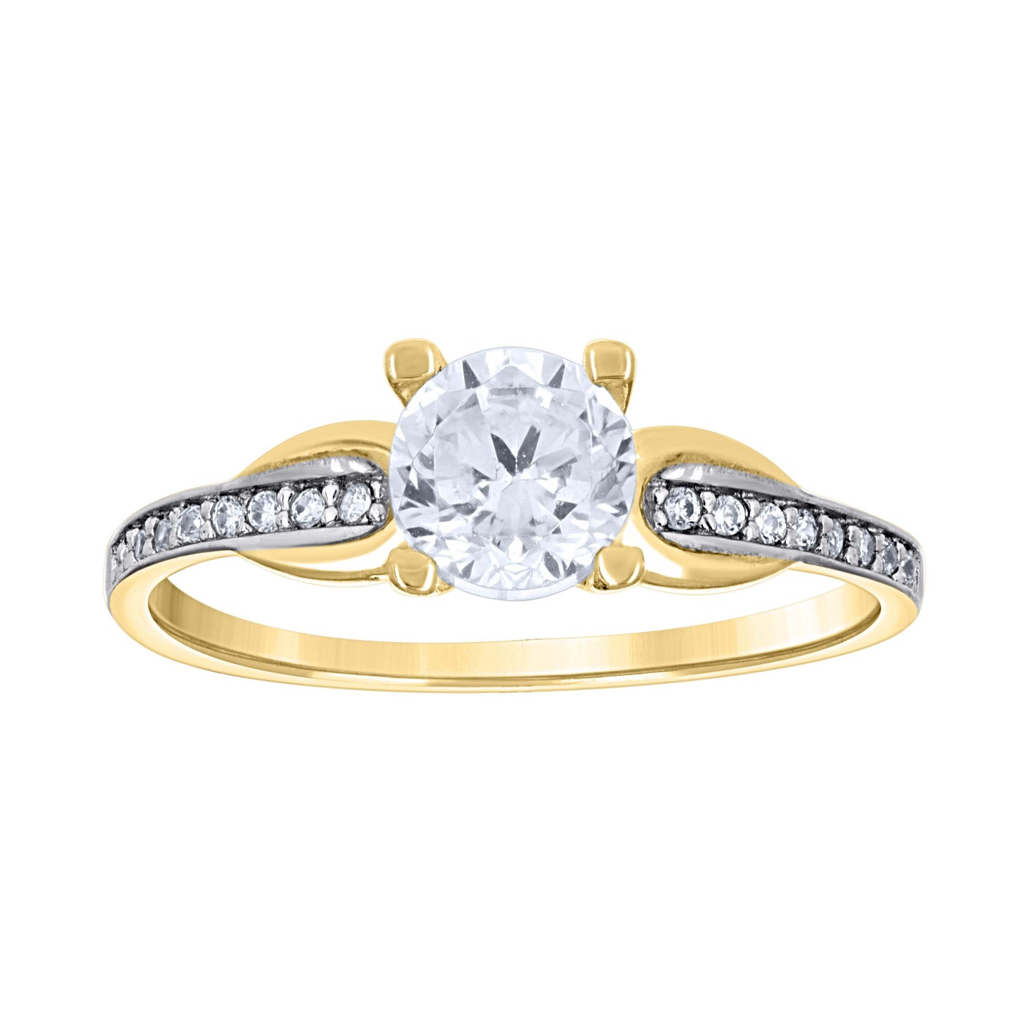 14K Two-Tone Gold Womens Cubic Zirconia Polished Finish Engagement Ring