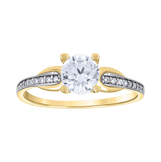 14K Two-Tone Gold Womens Cubic Zirconia Polished Finish Engagement Ring