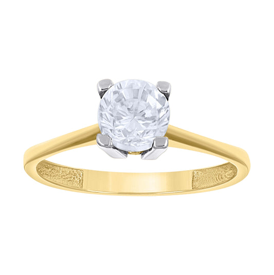 14K Two-Tone Gold Womens Cubic Zirconia Polished Finish Engagement Ring