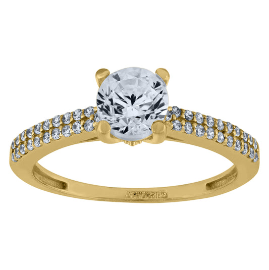 14K Yellow Gold Womens Cubic Zirconia Polished Finish Engagement Ring