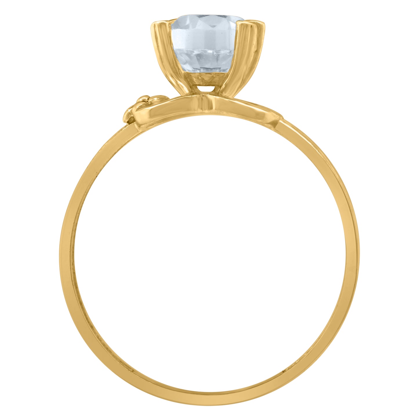 14K Yellow Gold Womens Cubic Zirconia Polished Finish Engagement Ring