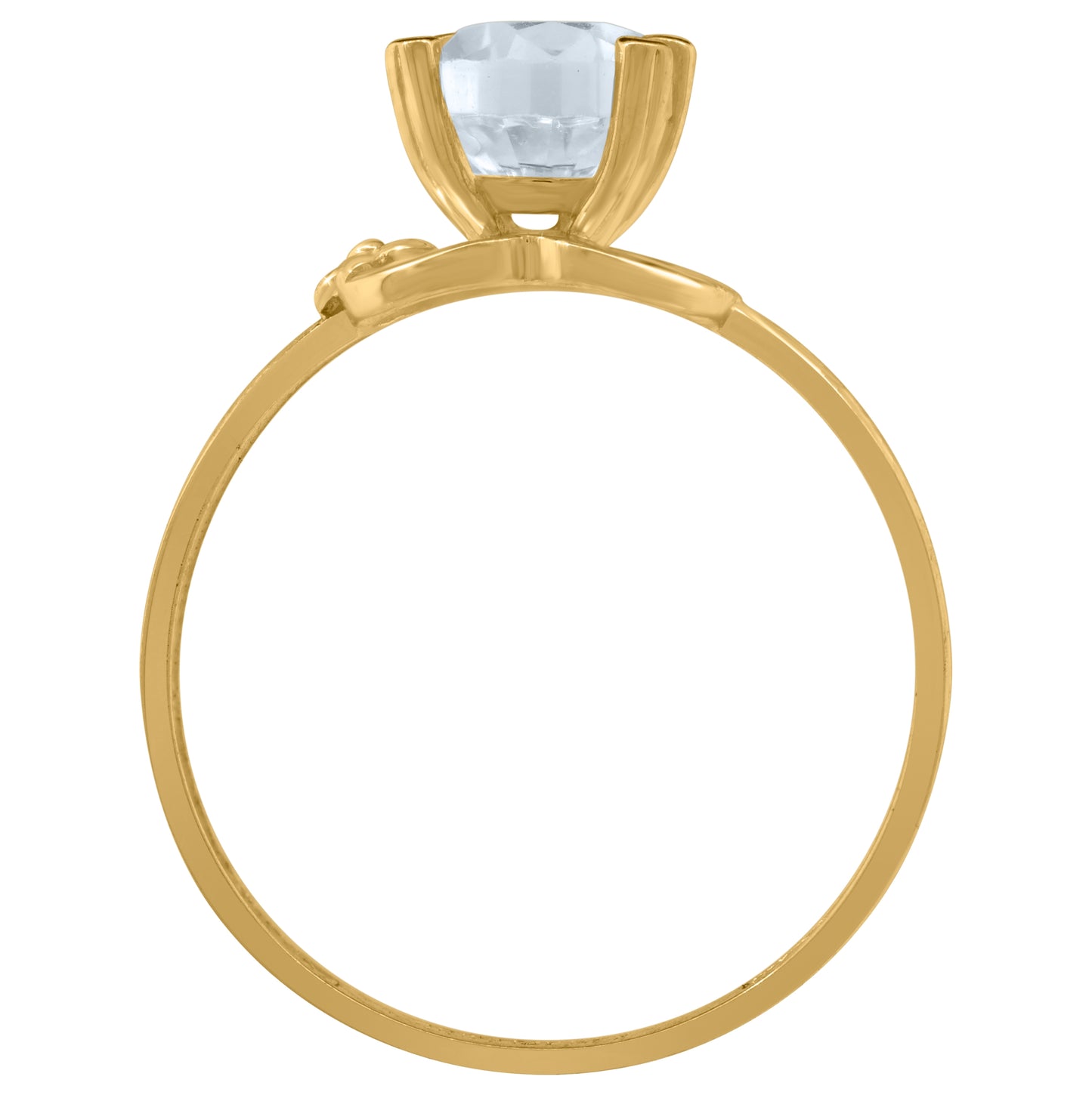 14K Yellow Gold Womens Cubic Zirconia Polished Finish Engagement Ring