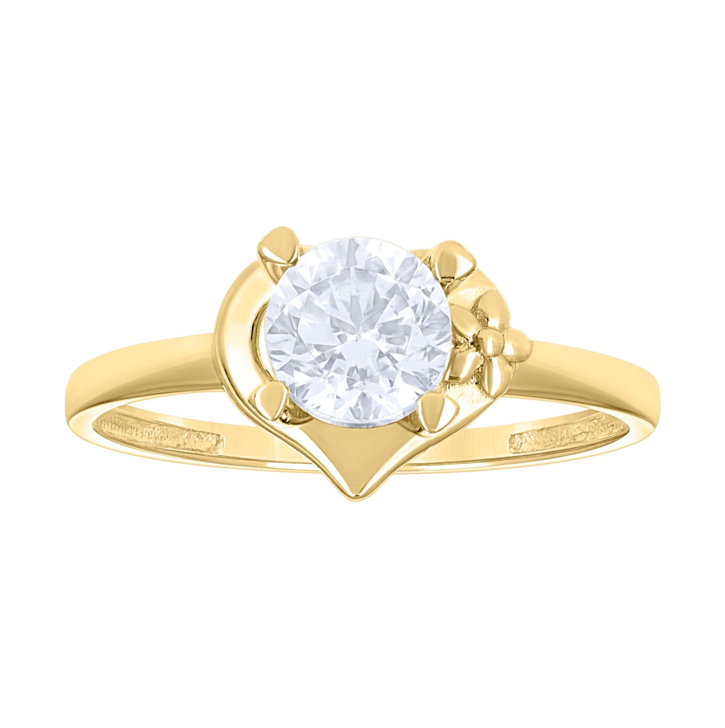 14K Yellow Gold Womens Cubic Zirconia Polished Finish Engagement Ring