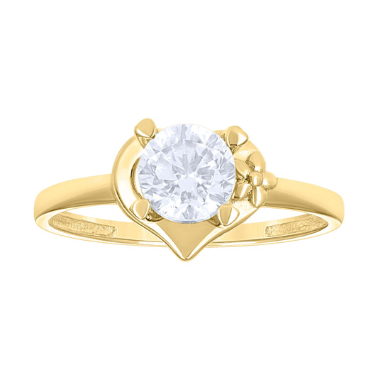 14K Yellow Gold Womens Cubic Zirconia Polished Finish Engagement Ring