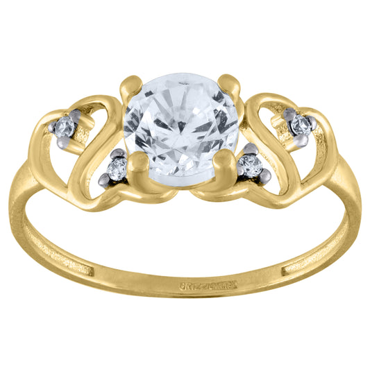 14K Two-Tone Gold Womens Cubic Zirconia Polished Finish Heart Engagement Ring