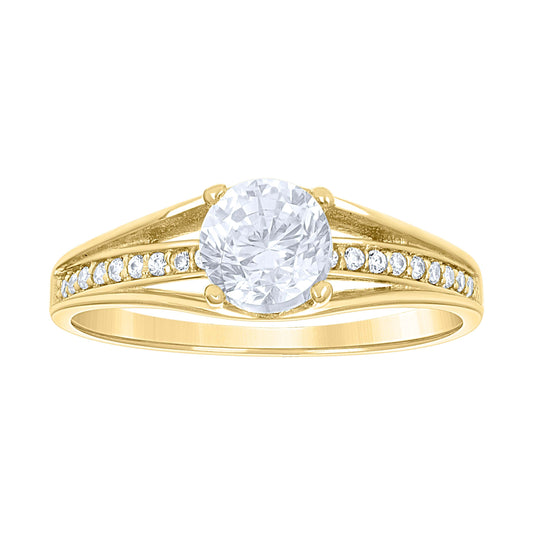 14K Two-Tone Gold Womens Cubic Zirconia Polished Finish Engagement Ring