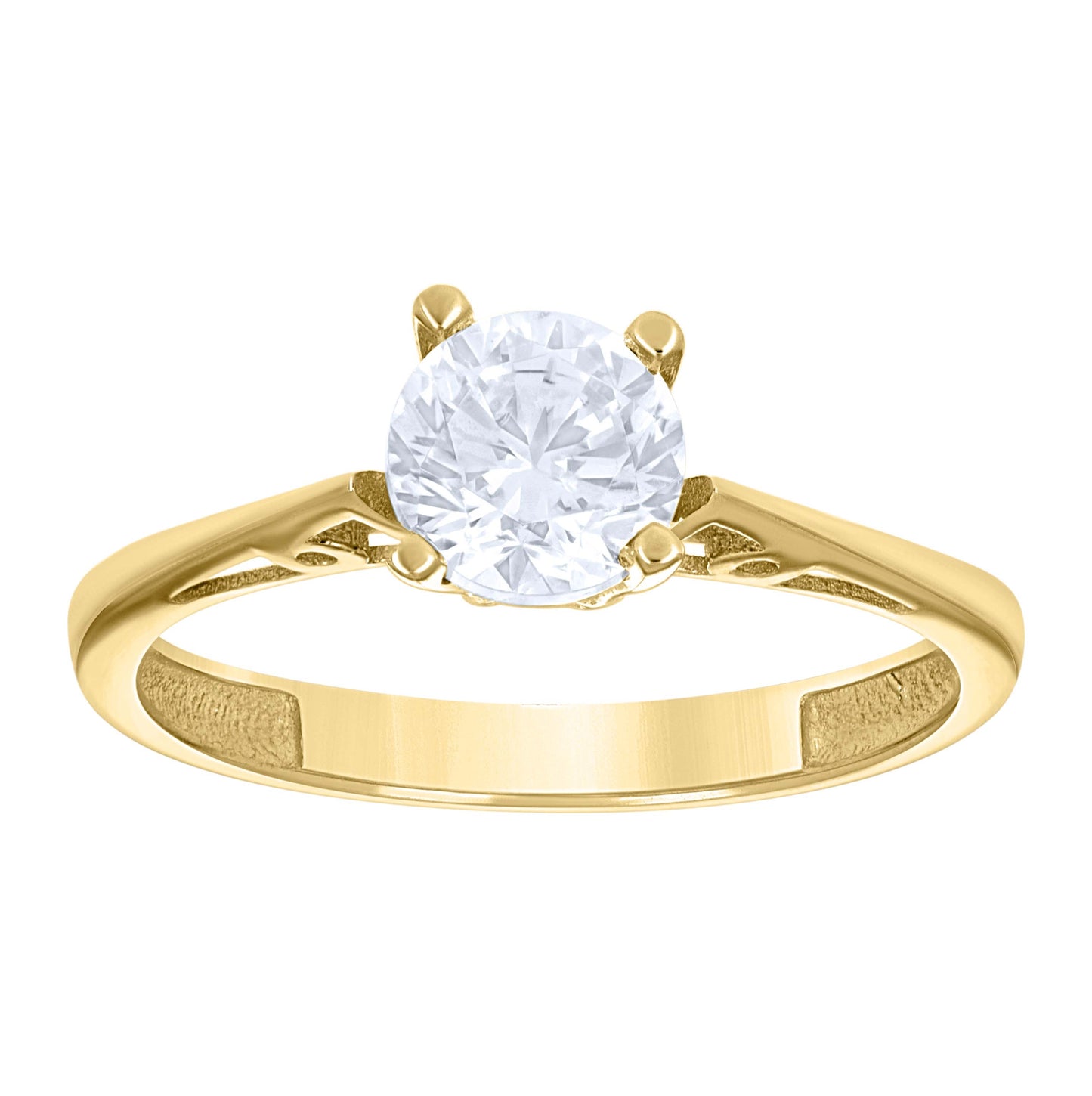 14K Two-Tone Gold Womens Cubic Zirconia Polished Finish Engagement Ring