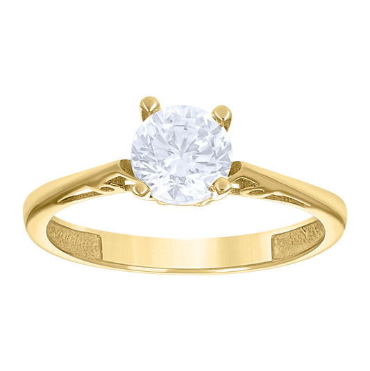 14K Two-Tone Gold Womens Cubic Zirconia Polished Finish Engagement Ring