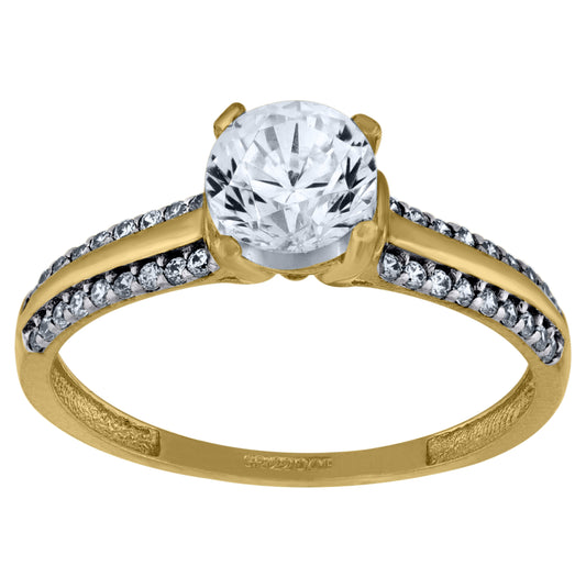 14K Two-Tone Gold Womens Cubic Zirconia Polished Finish Engagement Ring