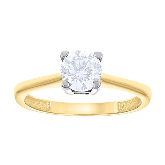 14K Two-Tone Gold Womens Cubic Zirconia Polished Finish Engagement Ring