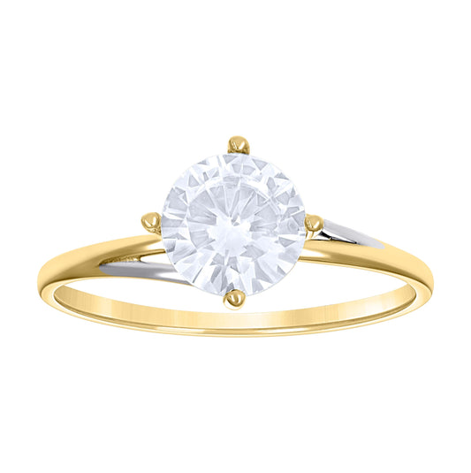 14K Two-Tone Gold Womens Cubic Zirconia Polished Finish Engagement Ring