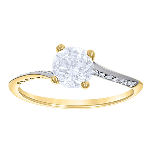 14K Two-Tone Gold Womens Cubic Zirconia Polished Finish Engagement Ring