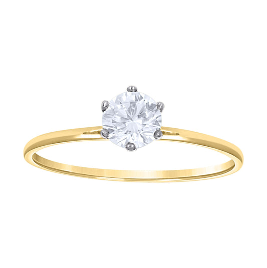 14K Two-Tone Gold Womens Cubic Zirconia Polished Finish Engagement Ring