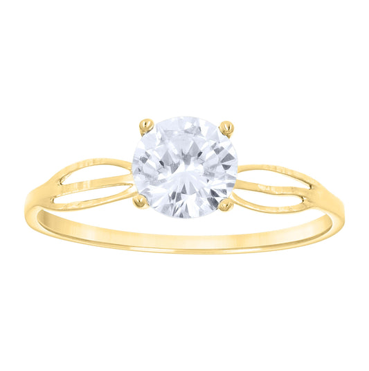 14K Two-Tone Gold Womens Cubic Zirconia Polished Finish Engagement Ring