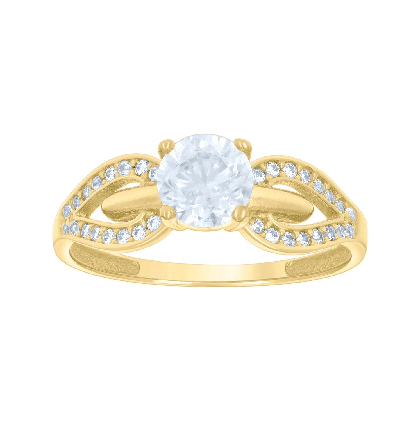 14K Two-Tone Gold Womens Cubic Zirconia Polished Finish Engagement Ring