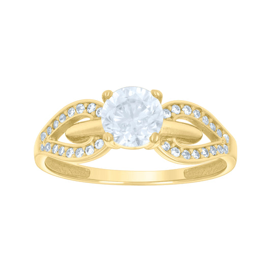 14K Two-Tone Gold Womens Cubic Zirconia Polished Finish Engagement Ring