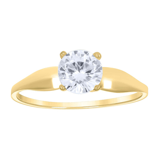 14K Two-Tone Gold Womens Cubic Zirconia Polished Finish Engagement Ring