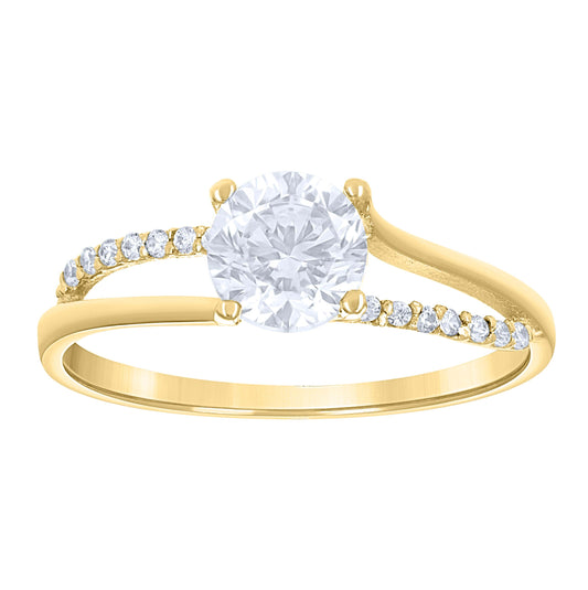 14K Two-Tone Gold Womens Cubic Zirconia Polished Finish Engagement Ring