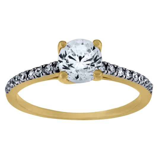 14K Two-Tone Gold Womens Cubic Zirconia Polished Finish Engagement Ring