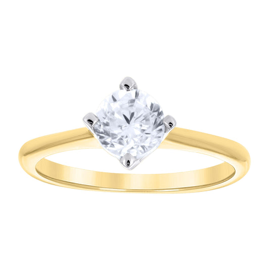 14K Two-Tone Gold Womens Cubic Zirconia Polished Finish Engagement Ring