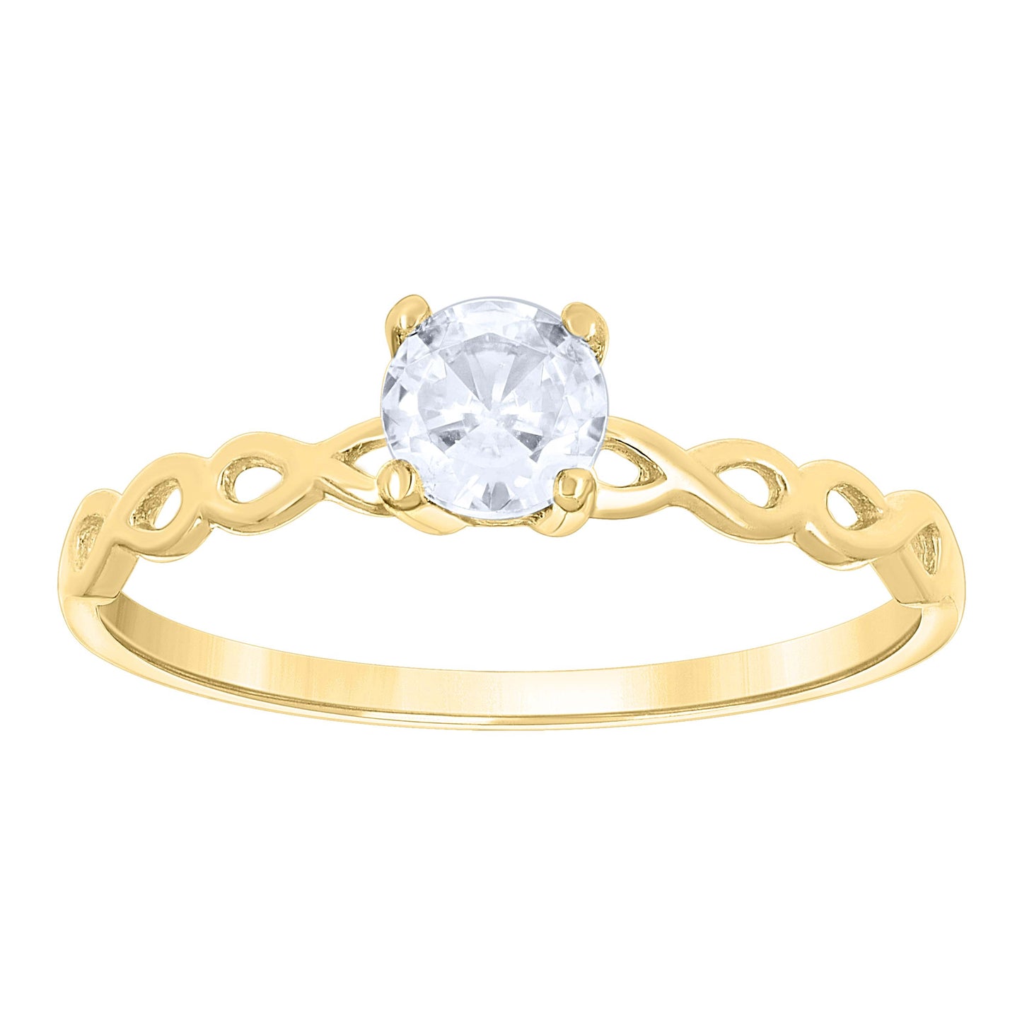 14K Two-Tone Gold Womens Cubic Zirconia Twisted Engagement Ring