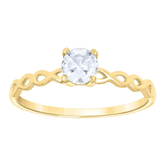 14K Two-Tone Gold Womens Cubic Zirconia Twisted Engagement Ring