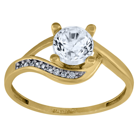 14K Two-Tone Gold Womens Cubic Zirconia Polished Finish Engagement Ring