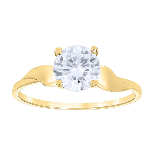 14K Two-Tone Gold Womens Cubic Zirconia Polished Finish Engagement Ring