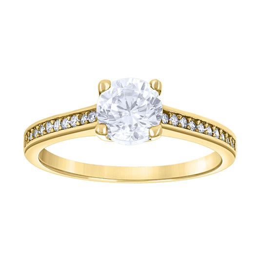 14K Yellow Gold Womens Cubic Zirconia Polished Finish Engagement Ring